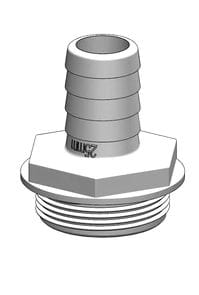 TruDesign Aquavalve Hose Tail White 25mm 90262