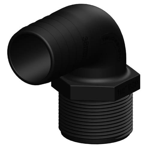 Króciec kolankowy z gwintem zewnętrznym 38 mm 1 1/2 BSP 90 °  Trudesign 90375, instalacja wodna