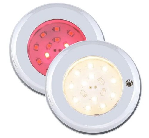 Lampa sufitowa Nova światło czerwone/białe chromowana Batsystem 9475crvs,  oświetlenie jachtowe, oświetlenie łodzi