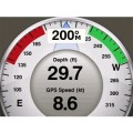 wyświetlacz, odczyty głębokości, prędkości i wiatru, Garmin