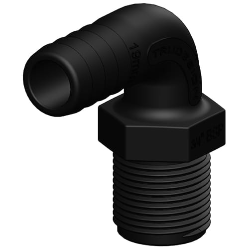 Króciec kolankowy z gwintem zewnętrznym 19 mm 3/4" BSP 90° Long Trudesign 90372, instalacja wodna
