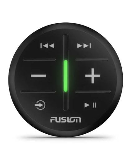 Bezprzewodowy czarny pilot zdalnego sterowania Fusion ARX 010-02167-00, muzyka na jachcie, nagłośnienie na jachcie, stereo