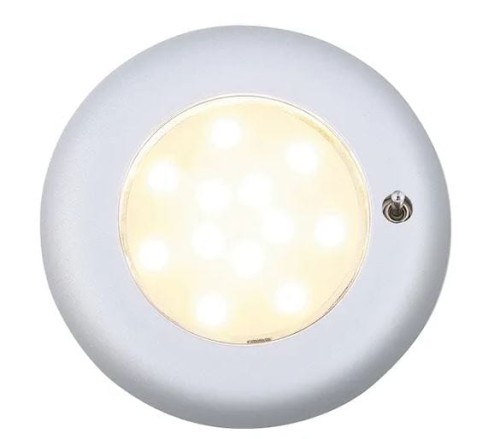 Lampa sufitowa z włącznikiem srebrny matowy Batsystem 9475mss, oświetlenie jachtu, oświetlenie łodzi