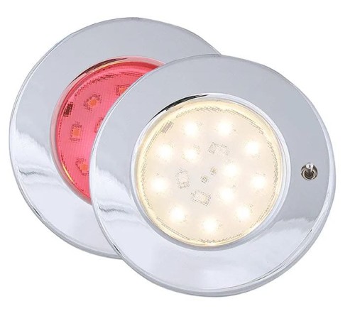 Lampa sufitowa Pinto światło czerwone/białe chromowana Batsystem  9476crvs,  oświetlenie jachtowe, oświetlenie łodzi