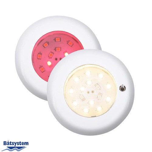 Lampa sufitowa NOVA światło czerwone/białe biała z włącznikiem 9475VRVS, oświetlenie jachtowe