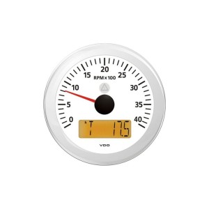 Tachometr z wyświetlaczem LCD VDO biały 4000 obr/min A2C59512397